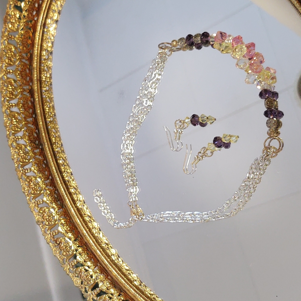 Crystal Choker Necklace and Earring Set
